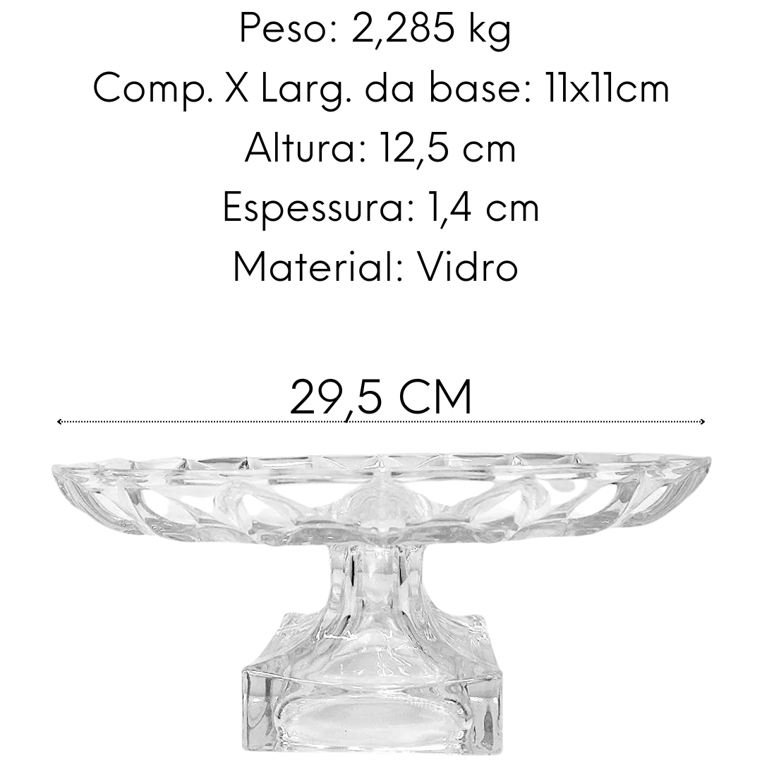 Centro de Mesa Com Pé em Vidro 29,5 cm Class Home