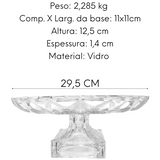 Centro de Mesa Com Pé em Vidro 29,5 cm Class Home