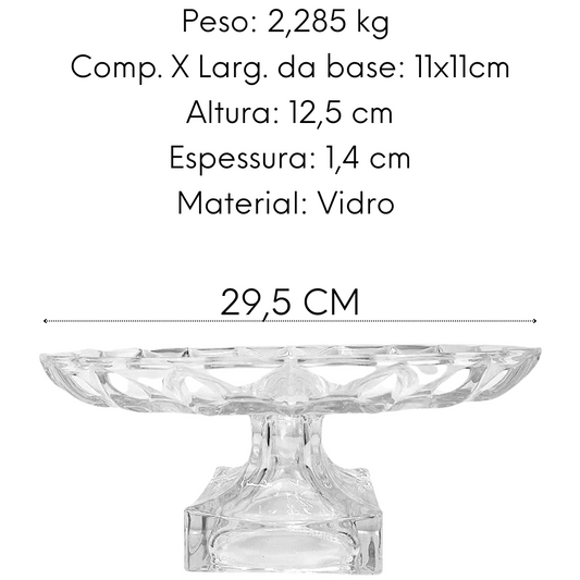 Centro de Mesa Com Pé em Vidro 29,5 cm