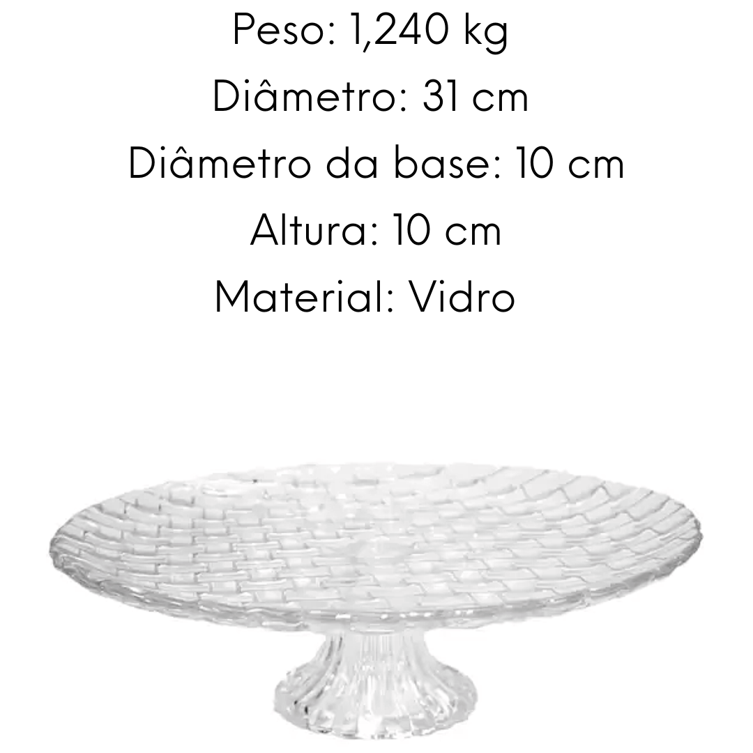 Centro De Mesa Com Pé Cristal 31 Cm Class Home