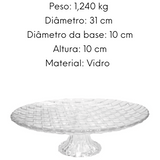 Centro De Mesa Com Pé Cristal 31 Cm