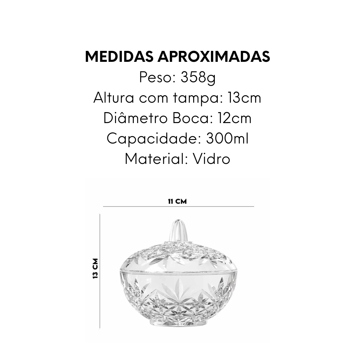Potiche Decorativo de Vidro Com Tampa Class Home
