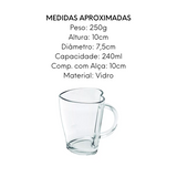 Caneca Coraçao de Vidro 240ml Class Home