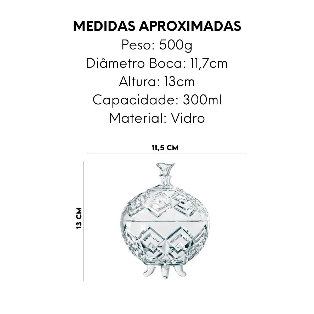 Potiche Com Pé de Vidro 300ml Class Home