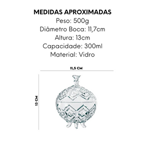 Potiche Com Pé de Vidro 300ml Class Home