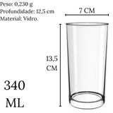 Copo de Vidro Alto Long Drink Cristar 340ml Class Home