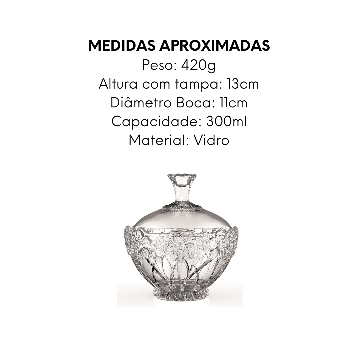 Potiche de Vidro Com Tampa Decorativo Class Home