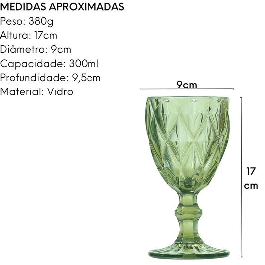 Taça de Agua Diamante Verde 300ml