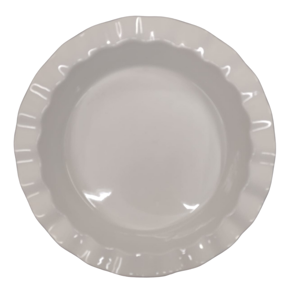 Prato Redonda com Borda Ondulada Cerâmica Class Home