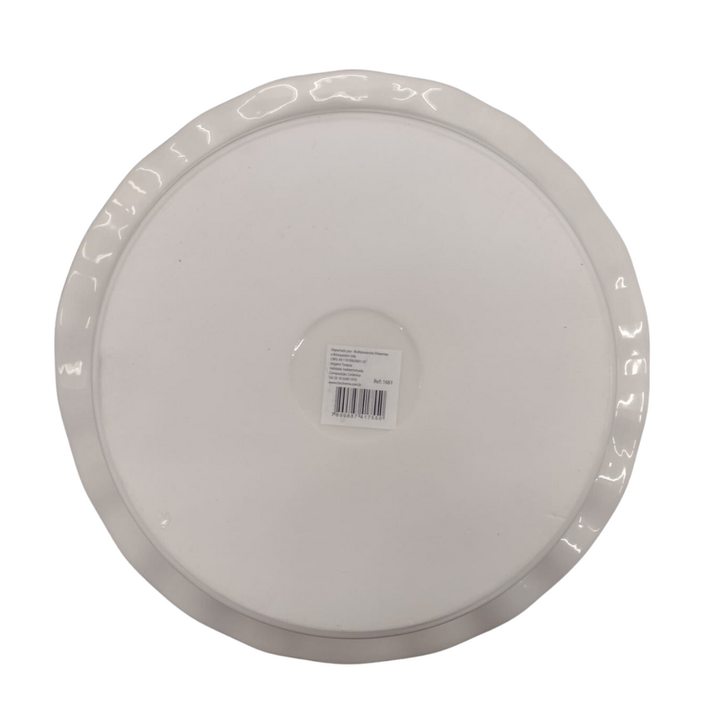 Prato Redonda com Borda Ondulada Cerâmica Class Home