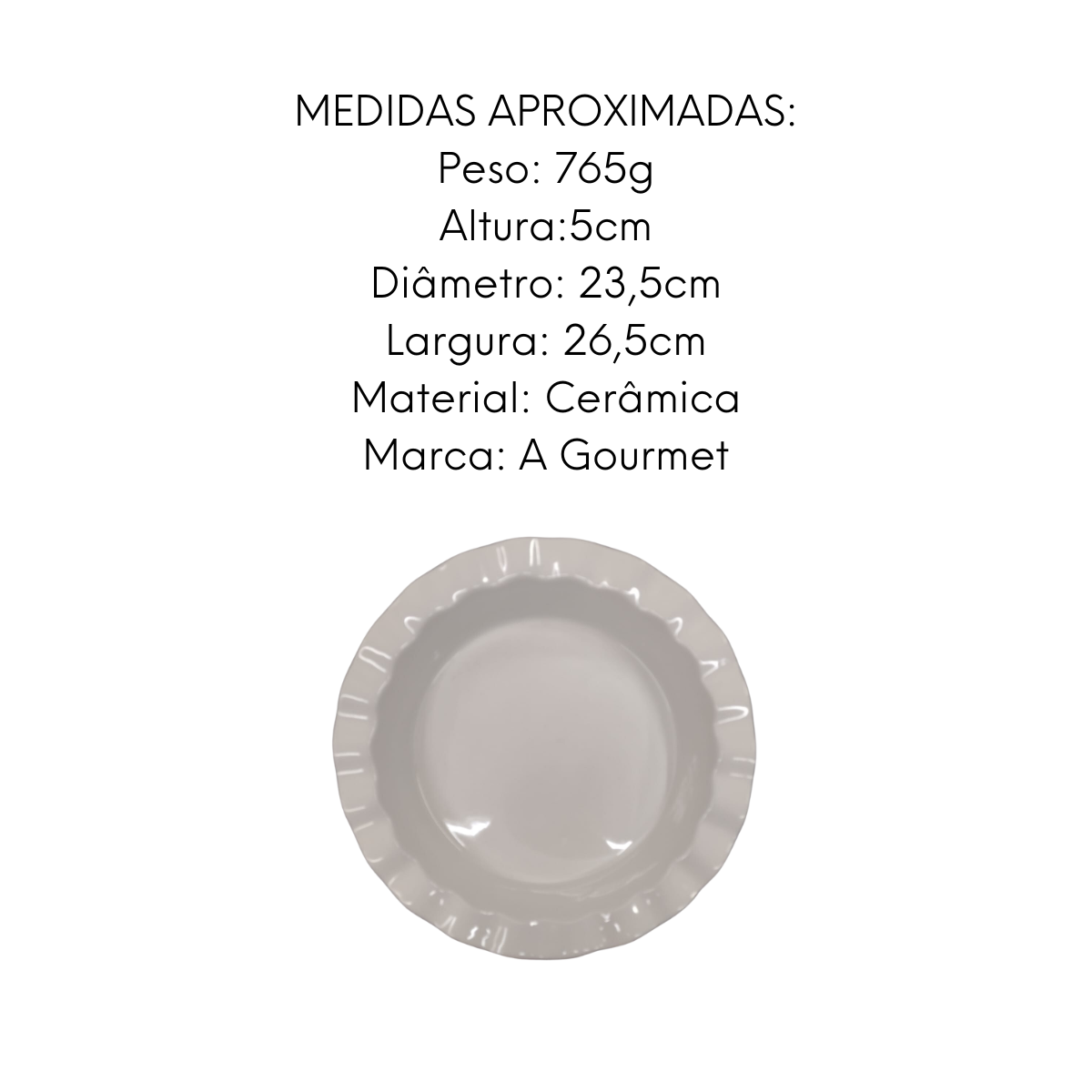Prato Redonda com Borda Ondulada Cerâmica Class Home