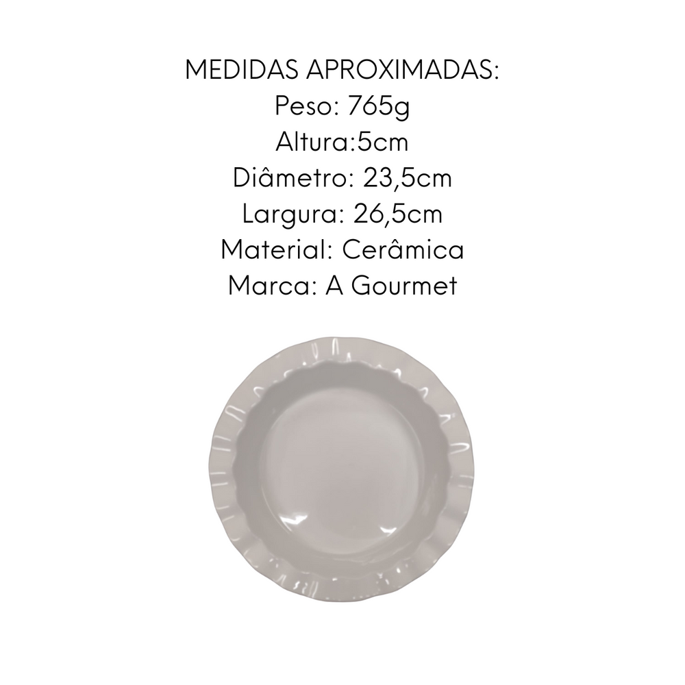 Prato Redonda com Borda Ondulada Cerâmica Class Home