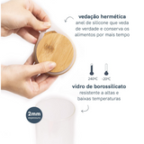 Pote Hermético de Vidro 1,800ml de Vidro e Bambu Class Home