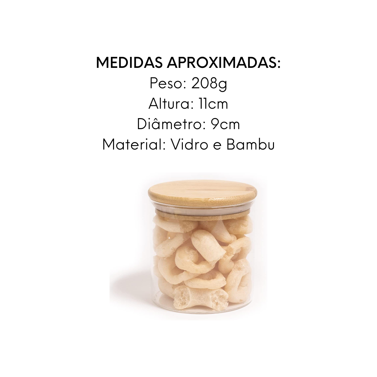 Pote Hermético de Vidro com Tampa de Bambu Redondo 450ml Class Home