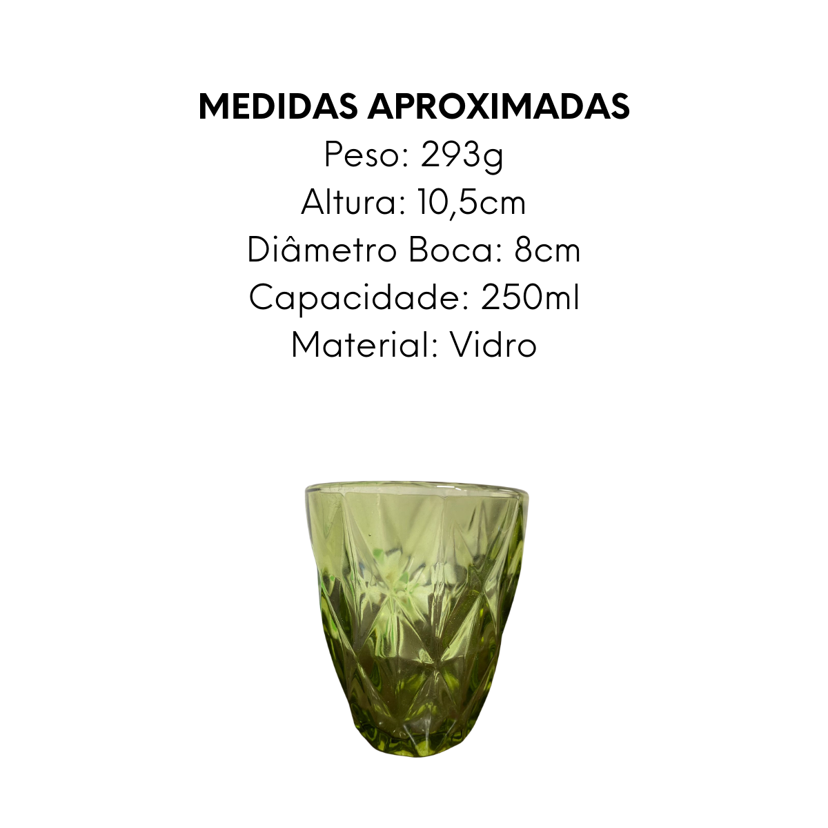 Copo Diamond Verde de Vidro Class Home