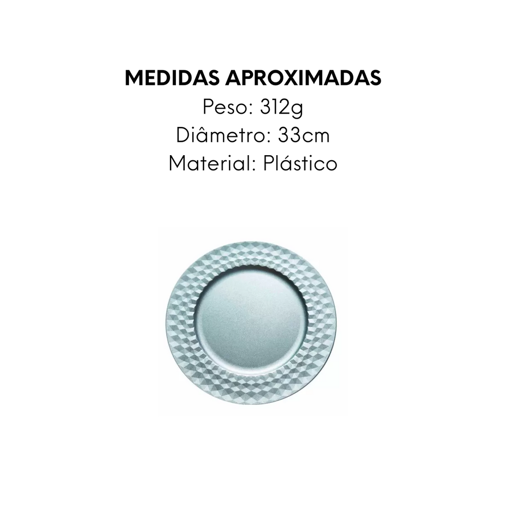 Sousplat Craquelado Prateado de Plástico Class Home