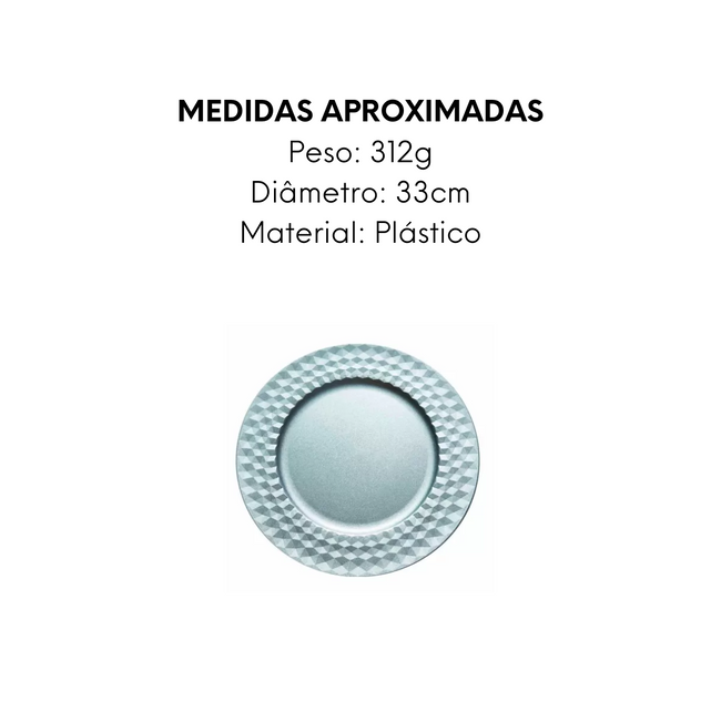 Sousplat Craquelado Prateado de Plástico Main Image