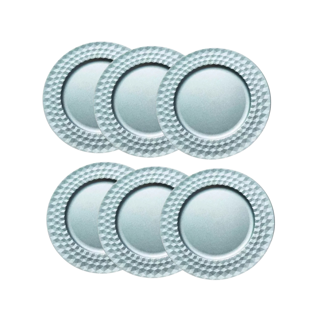 Sousplat Craquelado Prateado de Plástico Class Home