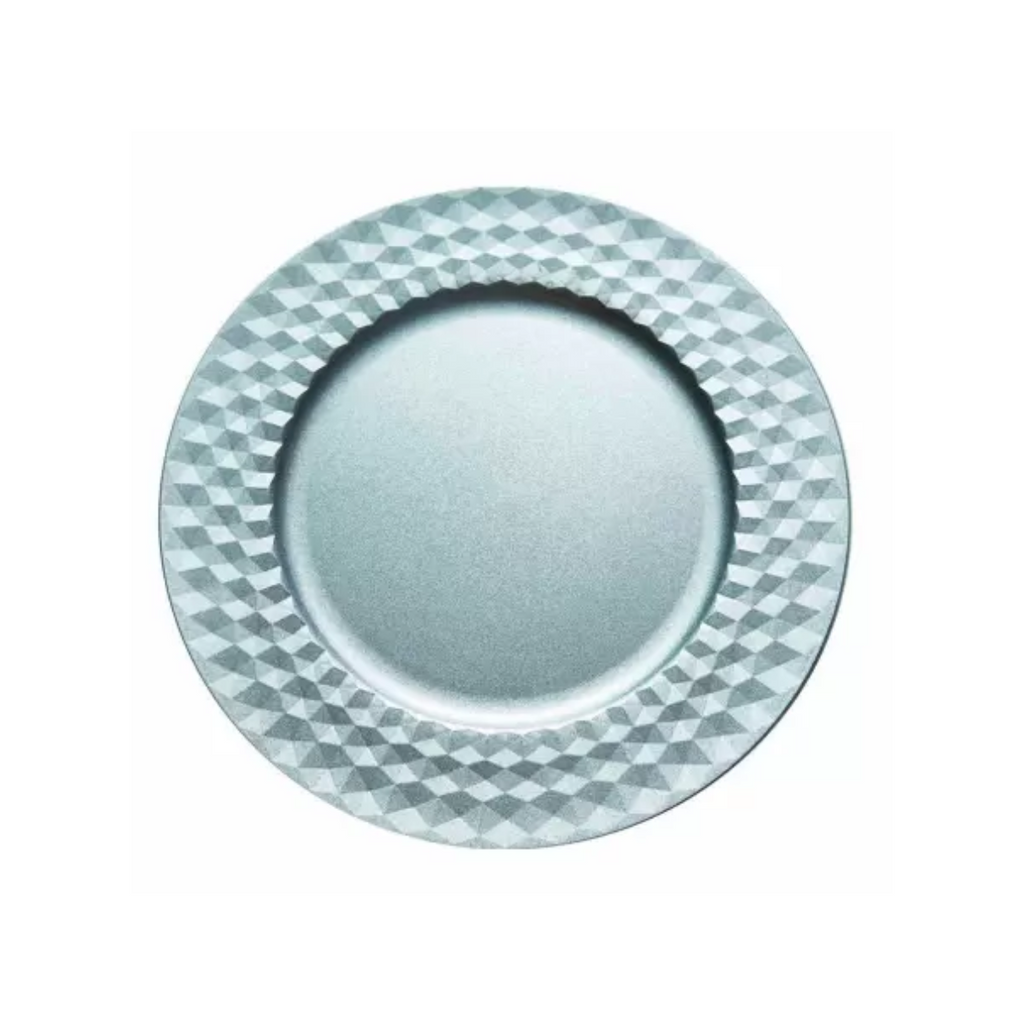 Sousplat Craquelado Prateado de Plástico Class Home