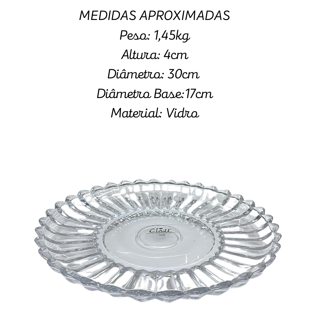Centro Mesa Prato 30cm Vidro Cristal Jenova Class Class Home