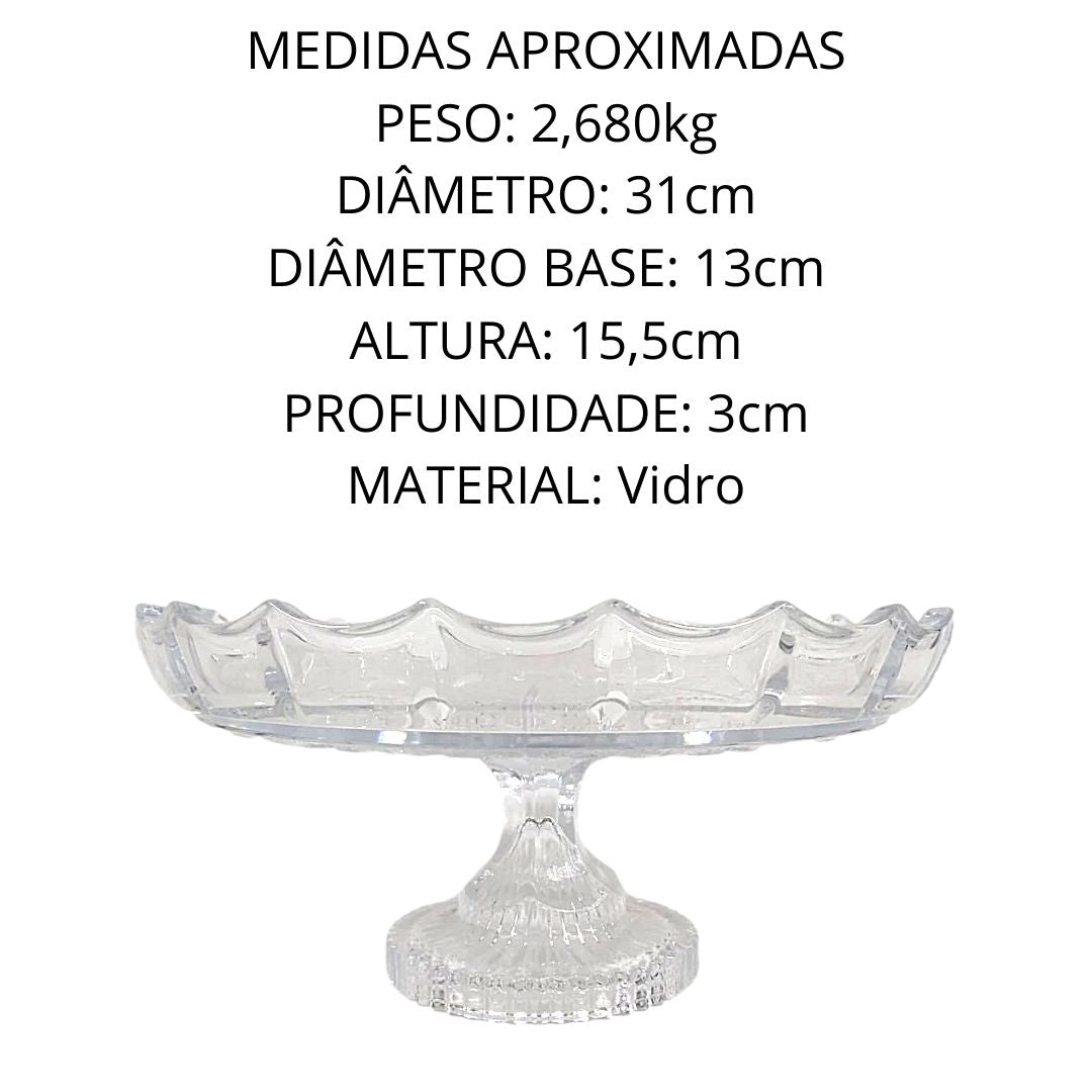 Centro de Mesa em Cristal 31cm Fruteira Class Home