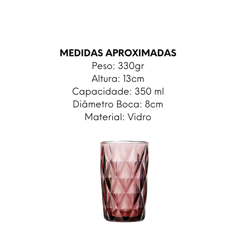 Copo Água Diamante Lilás 350ml Class Home
