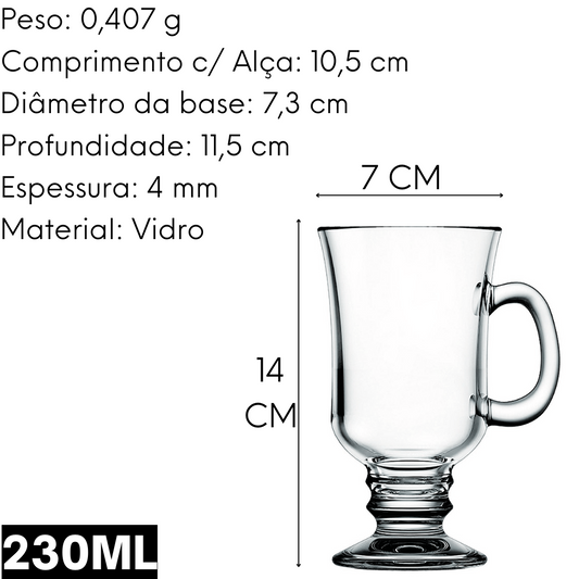 Caneca Capuccino Irish de Vidro 230ml