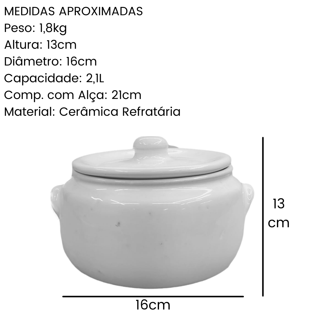 Caçarola Ceramica Branca Refrataria 2,1L LaFaenza