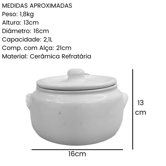 Caçarola Ceramica Branca Refrataria 2,1L