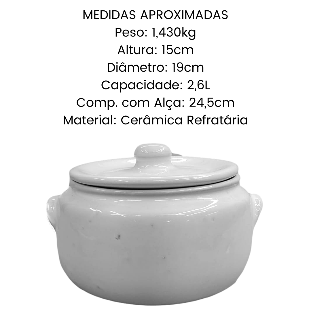 Caçarola Com Tampa N3 Cerâmica Branca LaFaenza