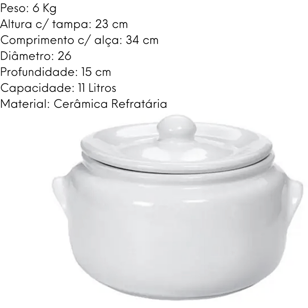 Caçarola Com Tampa N6 11L Ceramica Branca LaFaenza