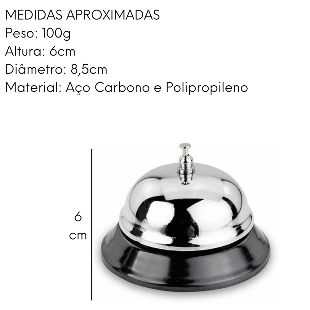 Campainha de Mesa em Aço Carbono Etilux