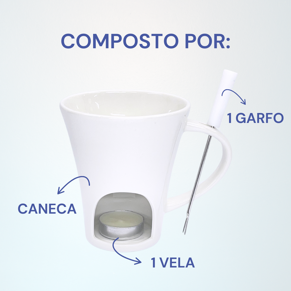 Caneca de Fondue com Garfo e Vela - A Gourmet