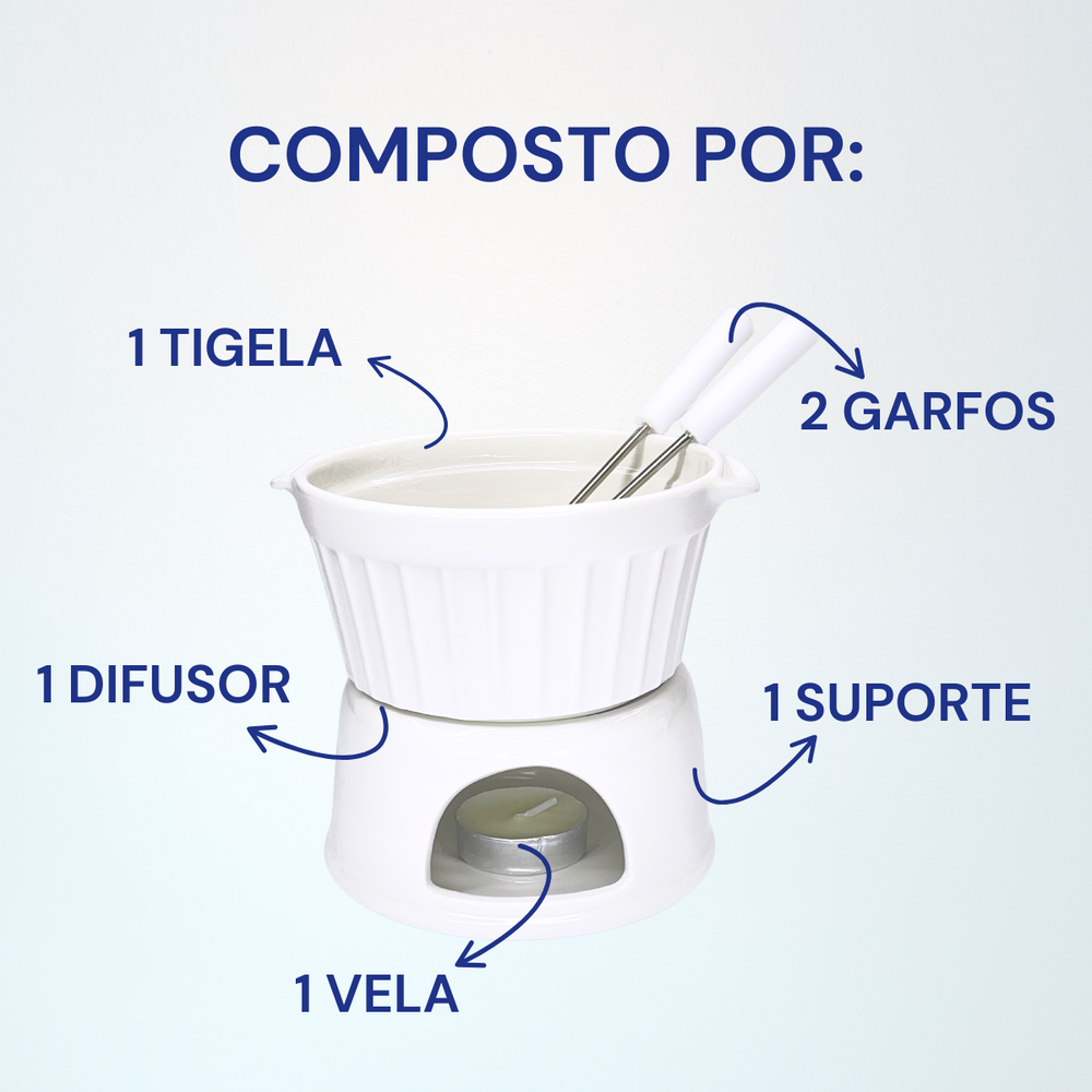 Conjunto Fondue 6 Peças Porcelana Casal - A Gourmet