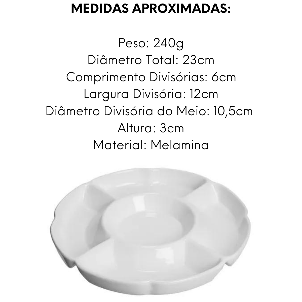 Petisqueira 5 Divisória Melamina 23cm - A Gourmet