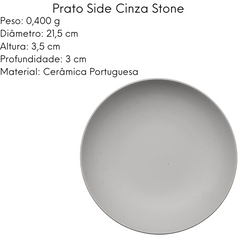 Prato Side Cinza Stone 22cm Raso
