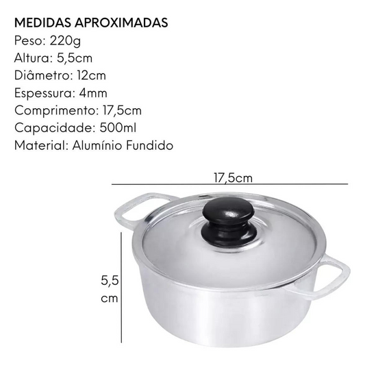 Caçarola AMTL N12 Aluminio de 500ml Com Tampa