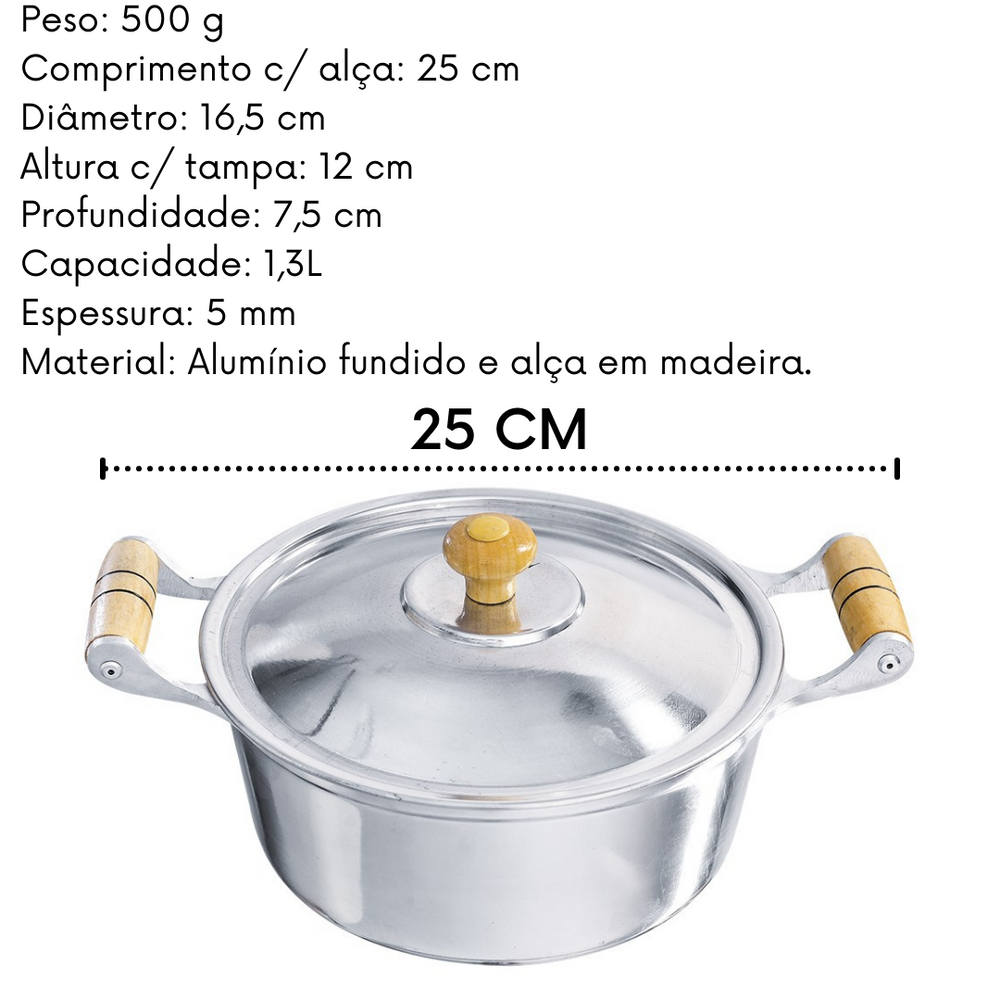 Caçarola N16 Com Tampa em Aluminio Fundido 1,3L Carola