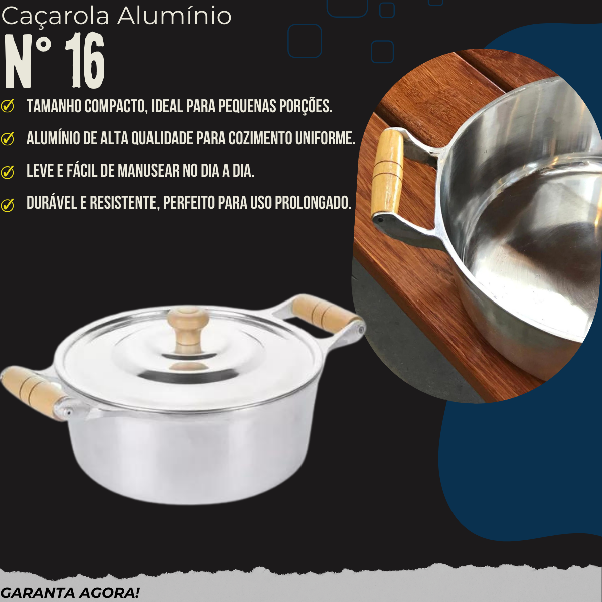 Caçarola N16 Com Tampa em Aluminio Fundido 1,3L Carola