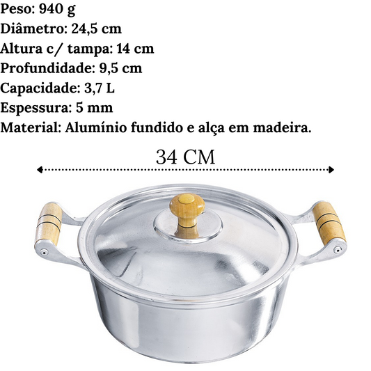 Caçarola N24 Com Tampa em Aluminio Fundido 3,7L