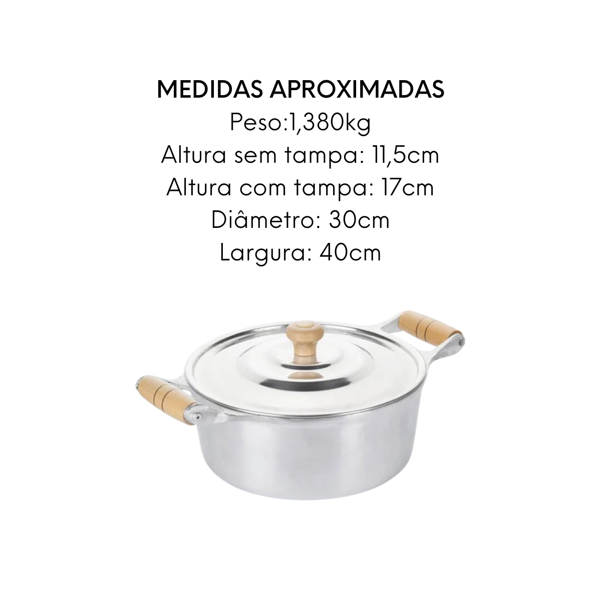 Caçarola em Aluminio 30L AMTL Carola