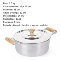 Caçarola N38 Alumínio Fundido Alça Madeira