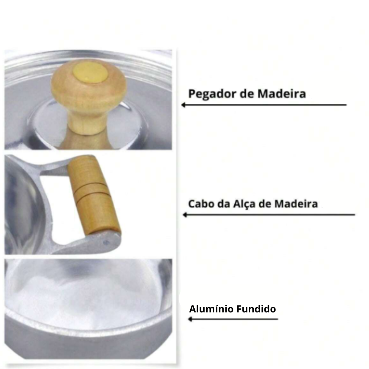 Caçarola N38 Alumínio Fundido Alça Madeira