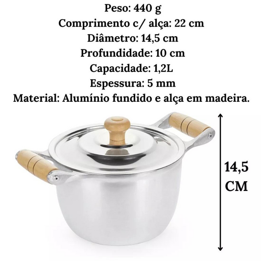 Caldeirão N14 Com Tampa em Aluminio Fundido 1,2L