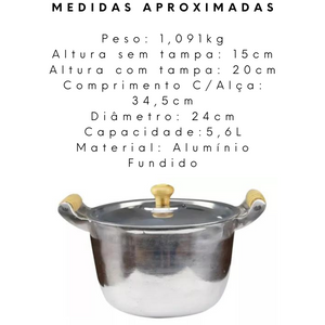 Caldeirão N24 em Aluminio Fundido Com Tampa - A Gourmet
