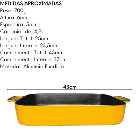 Assadeira Retangular Fundida N2 Amarela