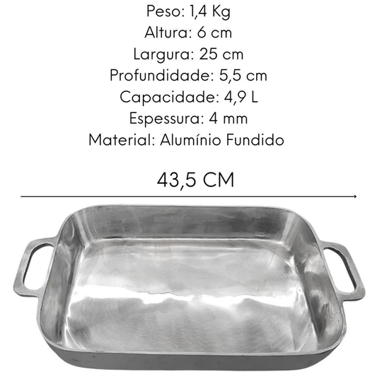 Assadeira Retangular Fundida N2 4,9L Aluminio