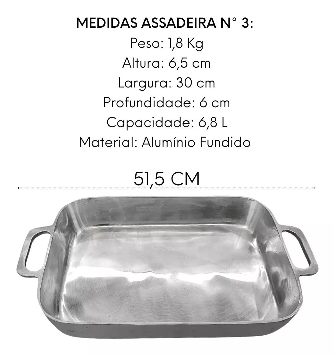 Assadeira Retangular Fundida N3 Alumínio