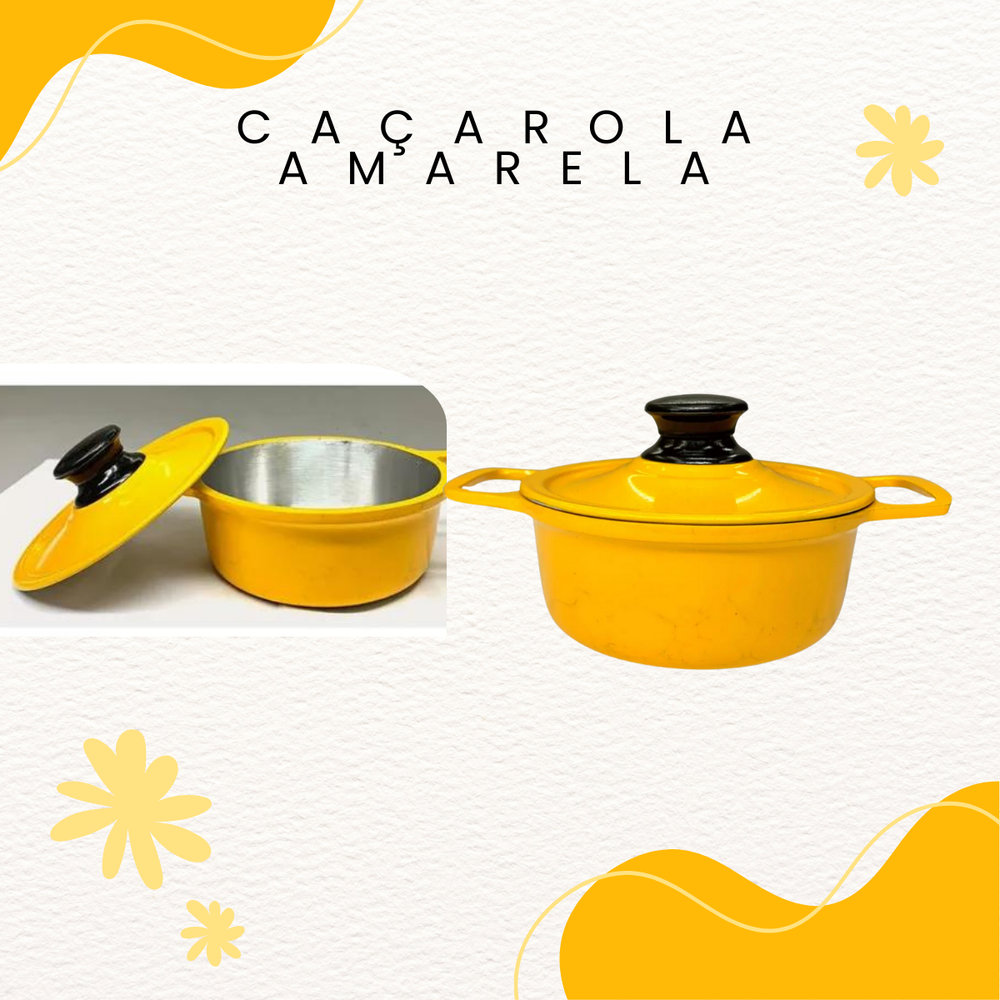 Caçarola Com Tampa Amarela em Aluminio 500ml Carola
