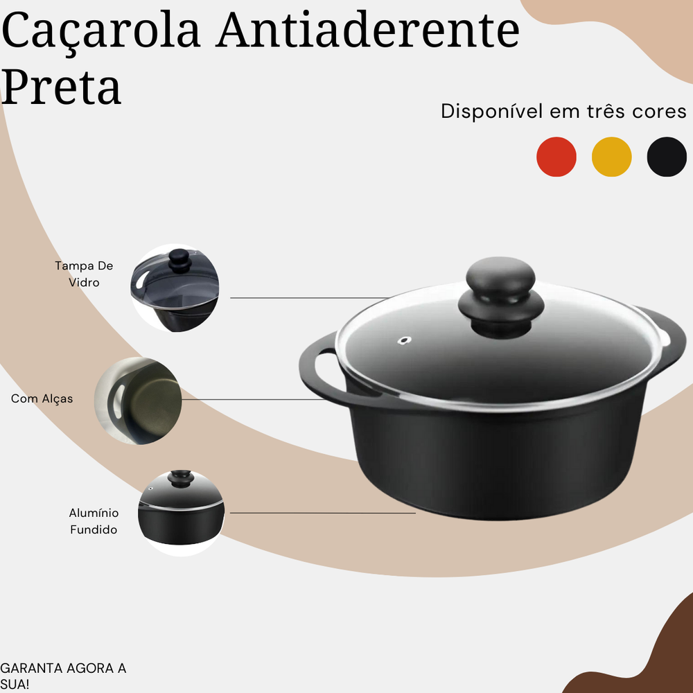 Caçarola Preta N24 Antiaderente 3,7L - A Gourmet